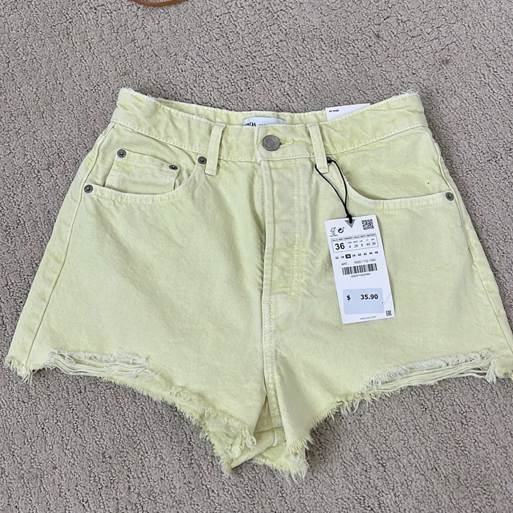 Zara high rise denim shorts